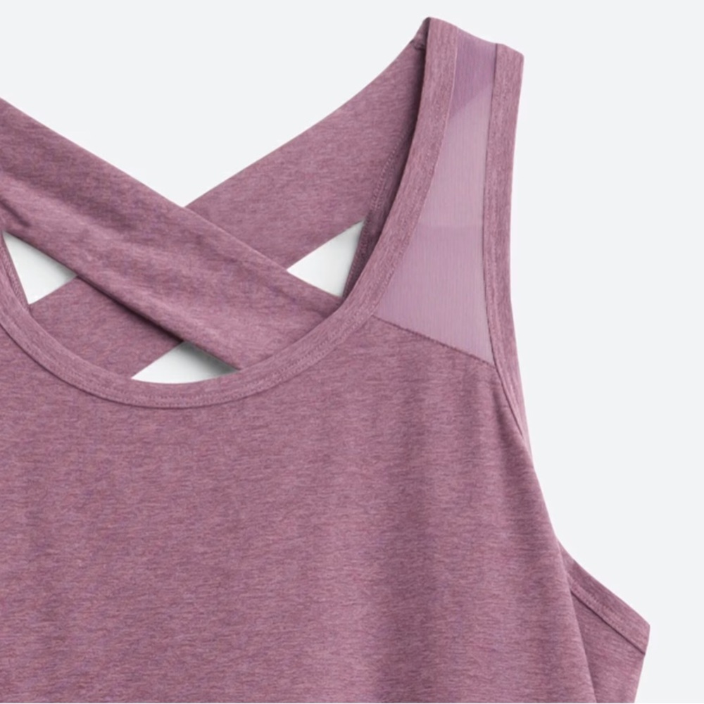 We Wander WeFlex Dark Purple Crossover Cut-Out Tank Top Size Medium - Picture 13 of 16